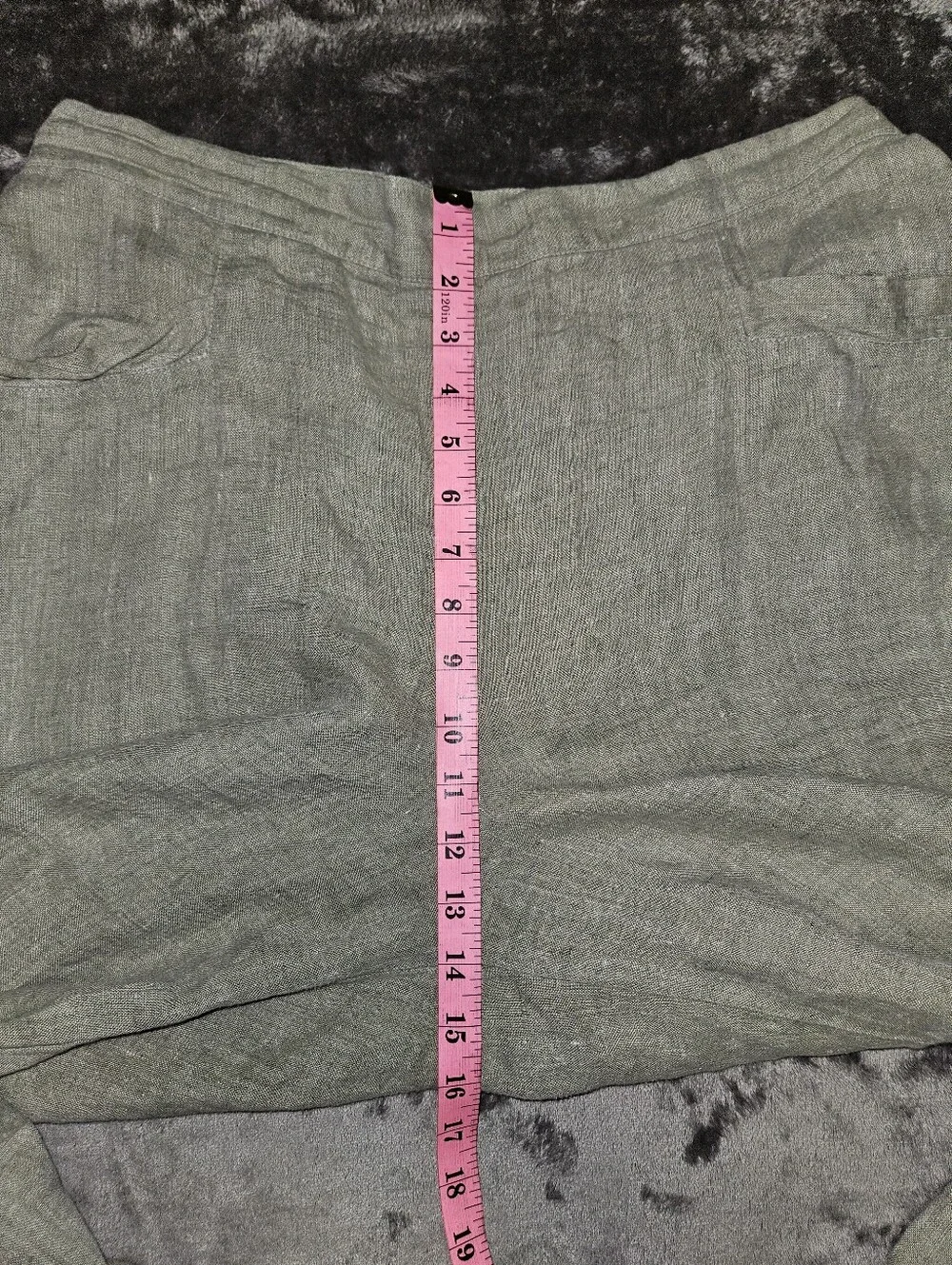FLAX Women's Light Sage Linen Pants Large Classic Casual Lagenlook Closet Staple